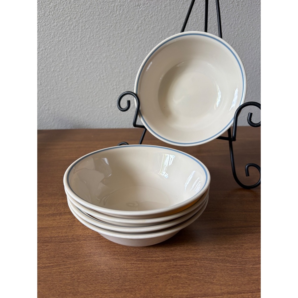 Corelle Corning First of Spring Blue Lily Soup Creal Bowls Set of 5 USA 6.25"‎